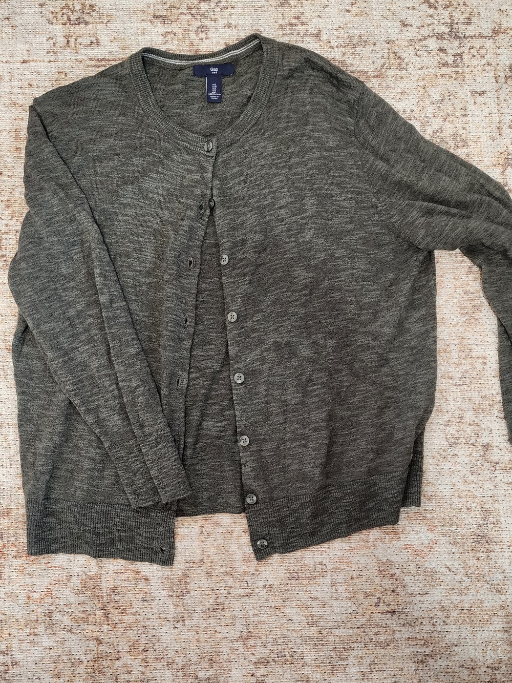 GAP Women's Green Crew Neck Button Cardigan